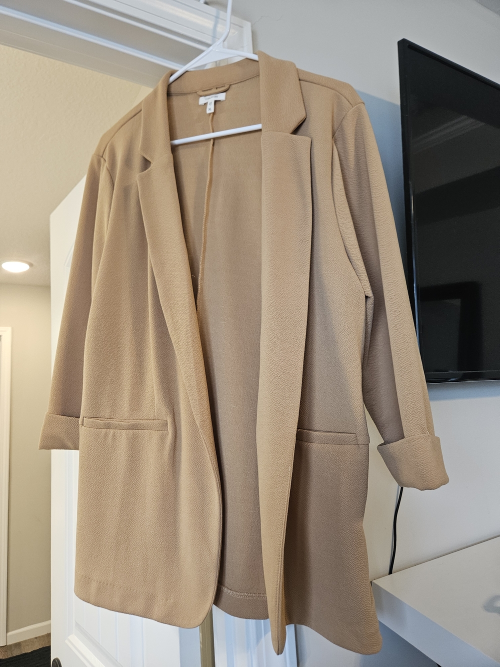 Women's Camel Open-Front Blazer Jacket - Picture 3 of 3